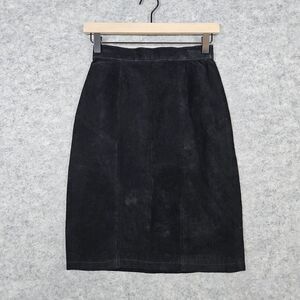 Tango Women's Suede/Leather Skirt Black Size 3/4 Knee Length A-Line Nylon Lining